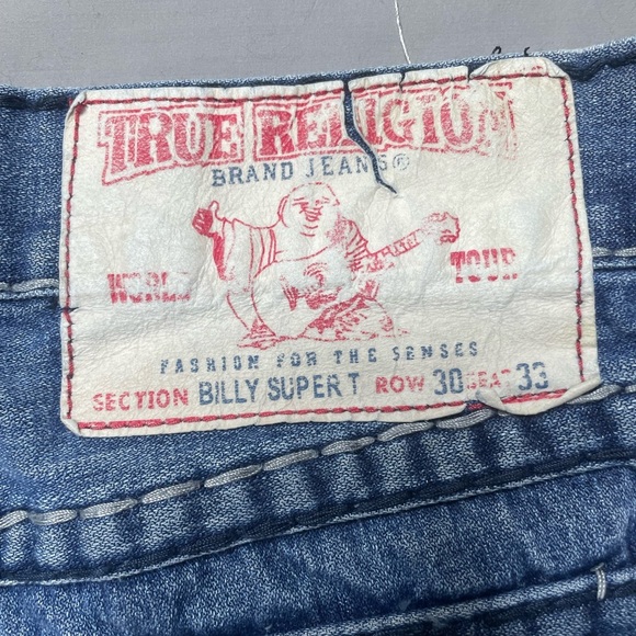 Vintage Y2K True Religion USA Made Billy Super T Jeans (30x33) Blue Denim READ - Picture 9 of 15